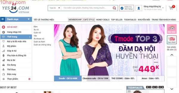 Yes24 trang mua sắm thời trang Hàn Quốc