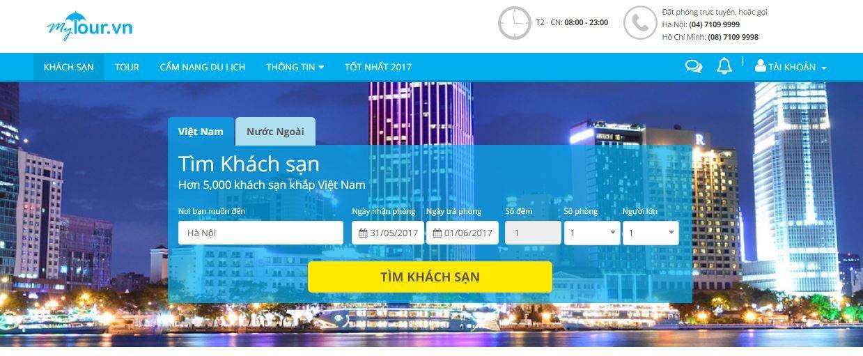 Trang đặt phòng khách sạn toàn quốc Mytour.vn