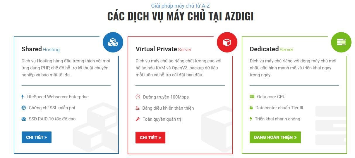 Dịch vụ hosting uy tín và chất lượng AZDIGI