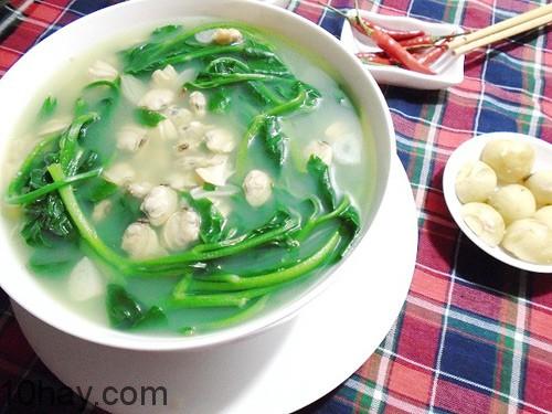 Canh mồng tơi nấu ngao