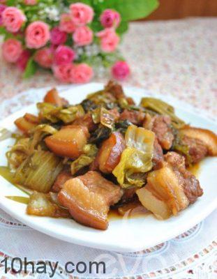 thịt kho dưa cải món thịt lợn kho ngon