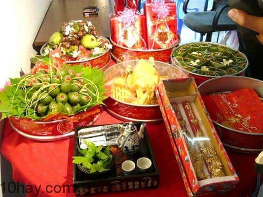 Mâm quả trong lễ cưới truyền thống Việt nam