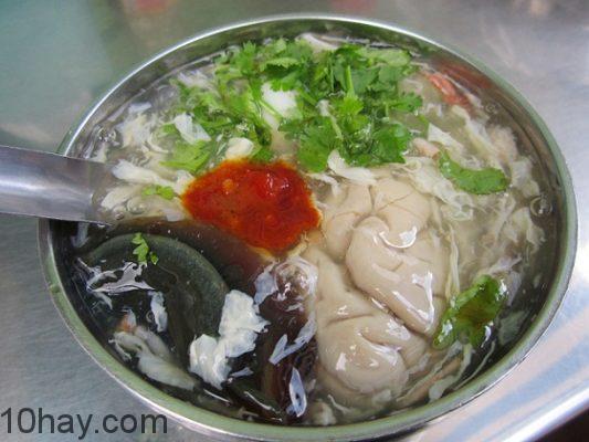 súp cua hột vịt bắc thảo óc heo
