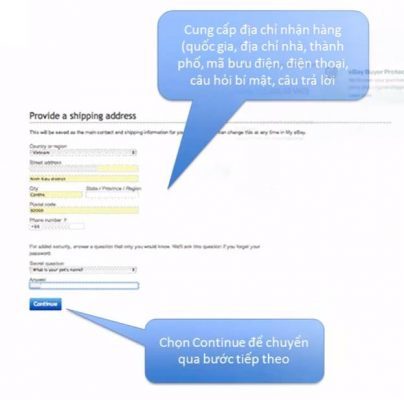 Cung cấp địa chỉ nhận hàng