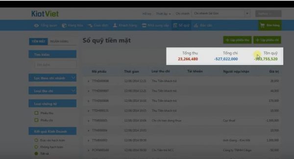 Tính Năng Quản Lý Sổ Quỹ Của Phần Mềm Quản Lý Bán Hàng KiotViet-2