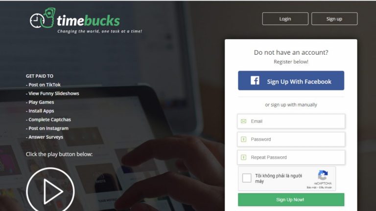 Khảo sát kiếm tiền với TimeBucks