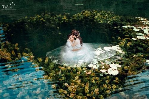 Độc đáo với ảnh cưới chụp dưới nước tại Tràng An