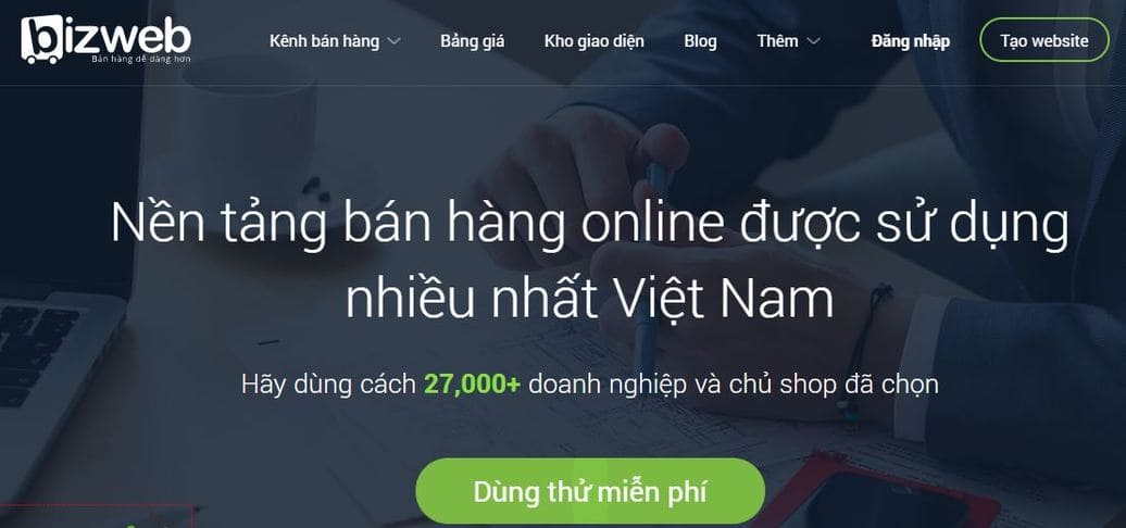 Dịch vụ thiết kế website bán hàng chuyên nghiệp Bizweb